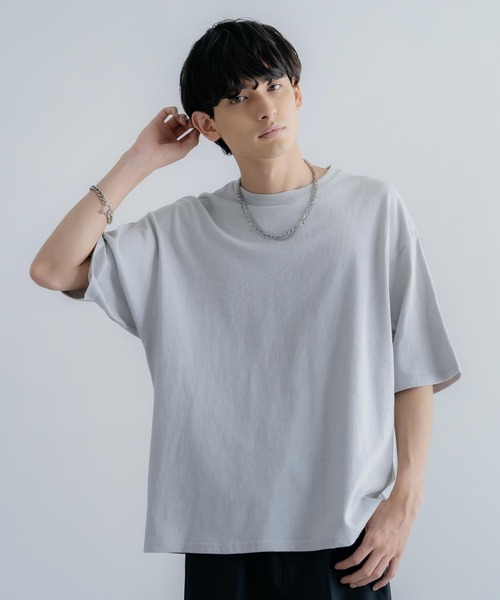 Rocky Monroe(ロッキーモンロー)の「オーバーサイズ USAコットン 無地 クルーネック半袖ビッグTシャツ(Tシャツ/カットソー・メンズ・ホワイト/ライトグレー/ブラック/ベージュ/パープル/ブラウン/ピンク/イエロー/ブルー/グリーン/チャコール・M/L/XL)」の16枚目の写真