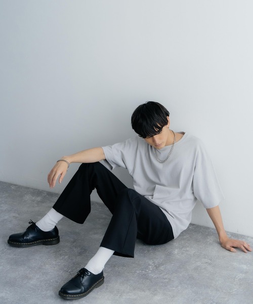 Rocky Monroe(ロッキーモンロー)の「オーバーサイズ USAコットン 無地 クルーネック半袖ビッグTシャツ(Tシャツ/カットソー・メンズ・ホワイト/ライトグレー/ブラック/ベージュ/パープル/ブラウン/ピンク/イエロー/ブルー/グリーン/チャコール・M/L/XL)」の17枚目の写真