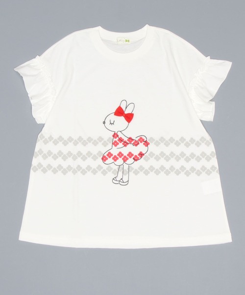 セール 日本製 Mimiちゃん刺しゅうと花プリント半袖tシャツ 140 160cm Tシャツ カットソー Kp ケーピー のファッション通販 Zozotown
