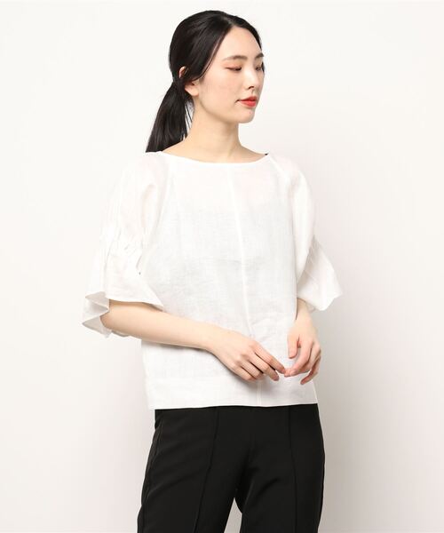 PICCIN(ピッチン)の「前後2WAYフレンチリネンブラウス(シャツ/ブラウス・レディース・ブラック/オフホワイト/カーキ/ブルー系その他/グレイッシュベージュ・M/L)」の8枚目の写真