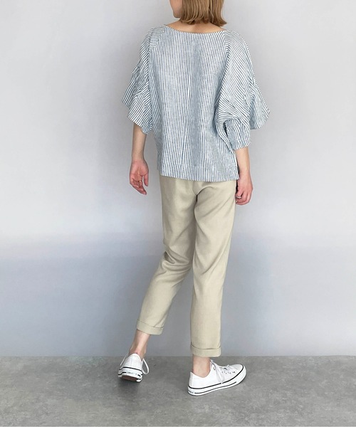 PICCIN(ピッチン)の「前後2WAYフレンチリネンブラウス(シャツ/ブラウス・レディース・ブラック/オフホワイト/カーキ/ブルー系その他/グレイッシュベージュ・M/L)」の15枚目の写真