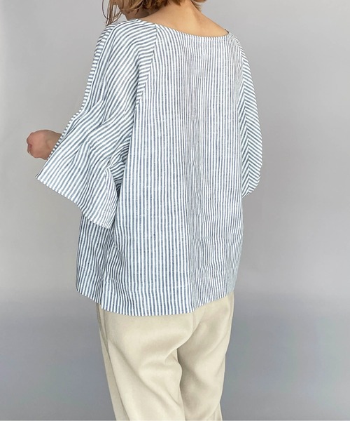 PICCIN(ピッチン)の「前後2WAYフレンチリネンブラウス(シャツ/ブラウス・レディース・ブラック/オフホワイト/カーキ/ブルー系その他/グレイッシュベージュ・M/L)」の10枚目の写真