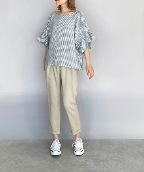 PICCIN(ピッチン)の「前後2WAYフレンチリネンブラウス(シャツ/ブラウス・レディース・ブラック/オフホワイト/カーキ/ブルー系その他/グレイッシュベージュ・M/L)」の13枚目の写真