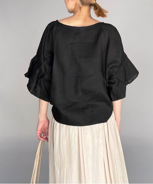 PICCIN(ピッチン)の「前後2WAYフレンチリネンブラウス(シャツ/ブラウス・レディース・ブラック/オフホワイト/カーキ/ブルー系その他/グレイッシュベージュ・M/L)」の18枚目の写真