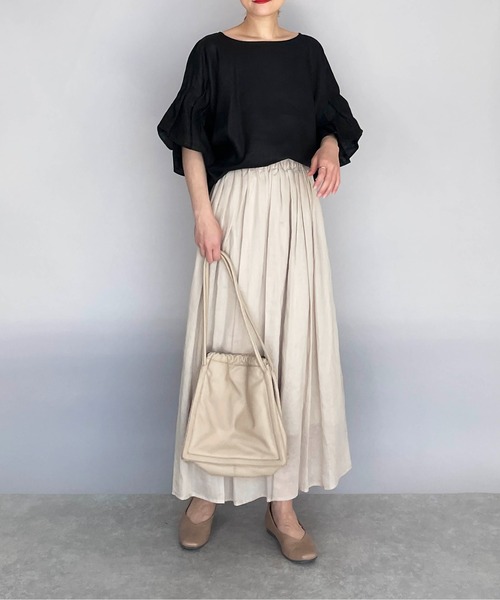 PICCIN(ピッチン)の「前後2WAYフレンチリネンブラウス(シャツ/ブラウス・レディース・ブラック/オフホワイト/カーキ/ブルー系その他/グレイッシュベージュ・M/L)」の20枚目の写真