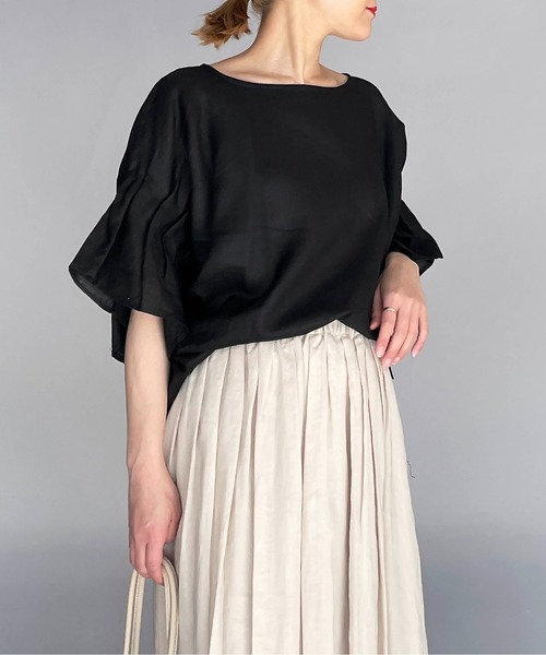 PICCIN(ピッチン)の「前後2WAYフレンチリネンブラウス(シャツ/ブラウス・レディース・ブラック/オフホワイト/カーキ/ブルー系その他/グレイッシュベージュ・M/L)」の16枚目の写真