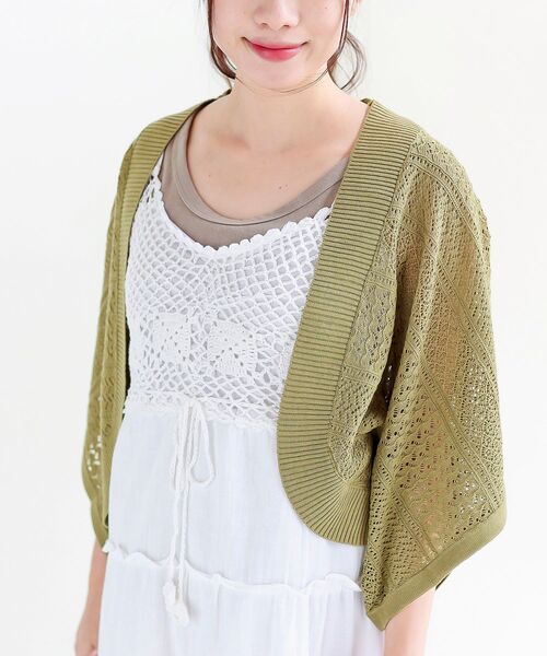 rps（アールピーエス）の「透かし柄ニットボレロ（カーディガン/ボレロ・レディース・ブラック/オフホワイト/ベージュ系その他/ベージュ/グリーン系その他/モカ・M/フリー）」の6枚目の写真