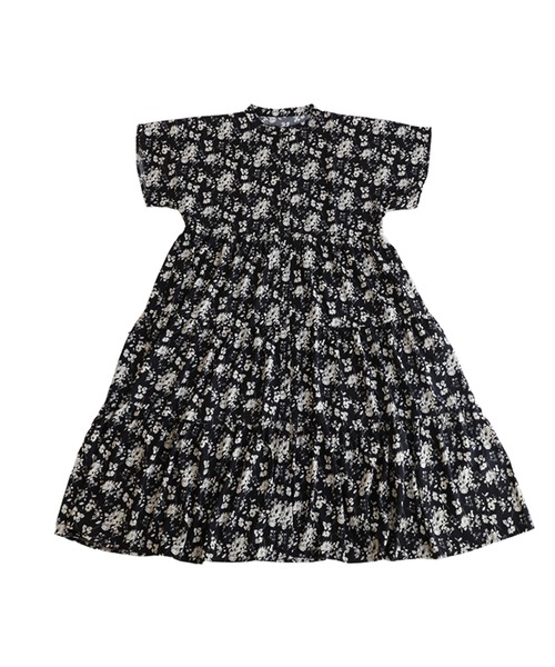 antiqua（アンティカ）の「花柄ティアードワンピース（ワンピース・レディース・ブラック/ネイビー・FREE）」の6枚目の写真