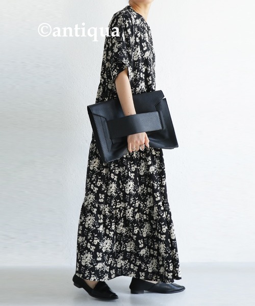 antiqua（アンティカ）の「花柄ティアードワンピース（ワンピース・レディース・ブラック/ネイビー・FREE）」の13枚目の写真