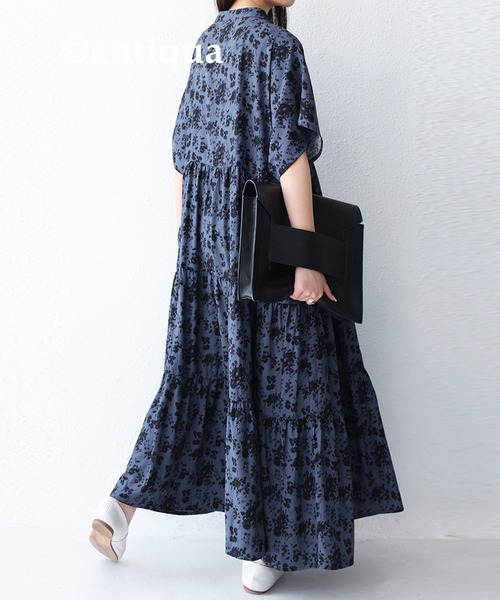 antiqua（アンティカ）の「花柄ティアードワンピース（ワンピース・レディース・ブラック/ネイビー・FREE）」の18枚目の写真