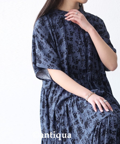 antiqua（アンティカ）の「花柄ティアードワンピース（ワンピース・レディース・ブラック/ネイビー・FREE）」の3枚目の写真
