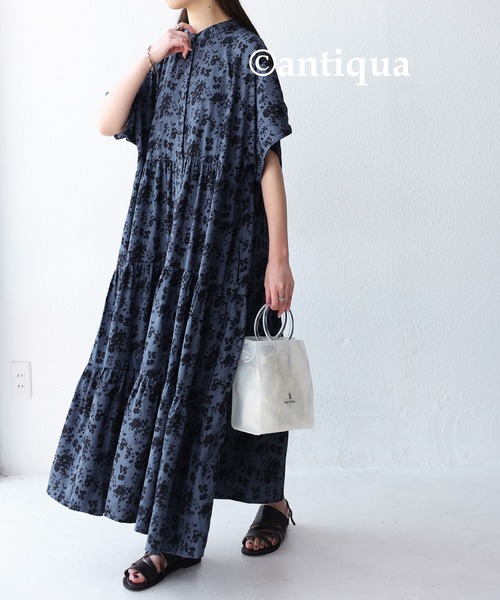 antiqua（アンティカ）の「花柄ティアードワンピース（ワンピース・レディース・ブラック/ネイビー・FREE）」の19枚目の写真