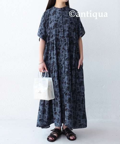 antiqua（アンティカ）の「花柄ティアードワンピース（ワンピース・レディース・ブラック/ネイビー・FREE）」の21枚目の写真