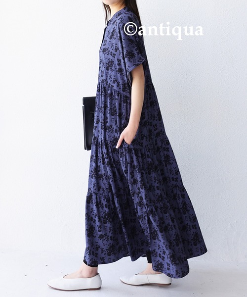 antiqua（アンティカ）の「花柄ティアードワンピース（ワンピース・レディース・ブラック/ネイビー・FREE）」の22枚目の写真