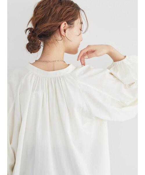 AMERICAN HOLIC(アメリカンホリック)の「2Wayスタンドカラーギャザーブラウス(シャツ/ブラウス・レディース・アイボリー/チャコールグレー・M/L)」の8枚目の写真