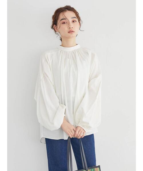 AMERICAN HOLIC(アメリカンホリック)の「2Wayスタンドカラーギャザーブラウス(シャツ/ブラウス・レディース・アイボリー/チャコールグレー・M/L)」の9枚目の写真