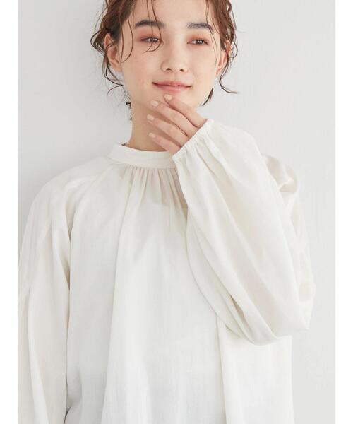 AMERICAN HOLIC(アメリカンホリック)の「2Wayスタンドカラーギャザーブラウス(シャツ/ブラウス・レディース・アイボリー/チャコールグレー・M/L)」の11枚目の写真