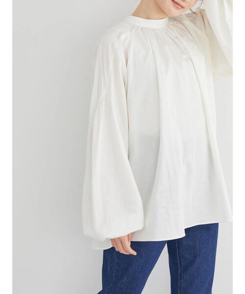 AMERICAN HOLIC(アメリカンホリック)の「2Wayスタンドカラーギャザーブラウス(シャツ/ブラウス・レディース・アイボリー/チャコールグレー・M/L)」の12枚目の写真