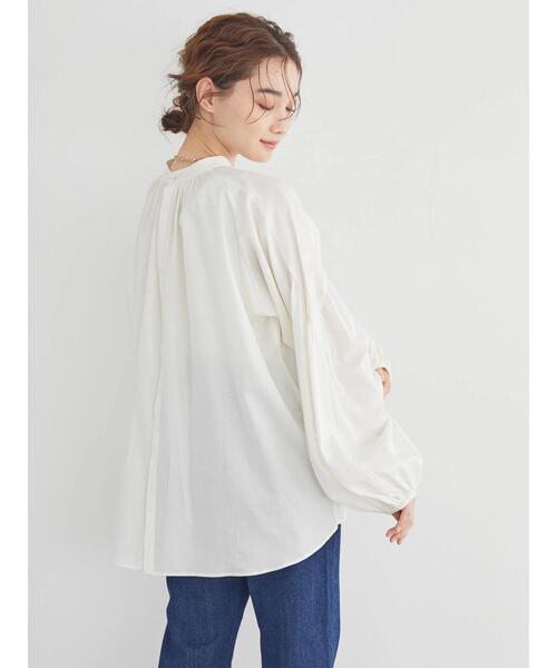 AMERICAN HOLIC(アメリカンホリック)の「2Wayスタンドカラーギャザーブラウス(シャツ/ブラウス・レディース・アイボリー/チャコールグレー・M/L)」の13枚目の写真