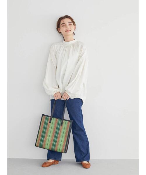 AMERICAN HOLIC(アメリカンホリック)の「2Wayスタンドカラーギャザーブラウス(シャツ/ブラウス・レディース・アイボリー/チャコールグレー・M/L)」の14枚目の写真