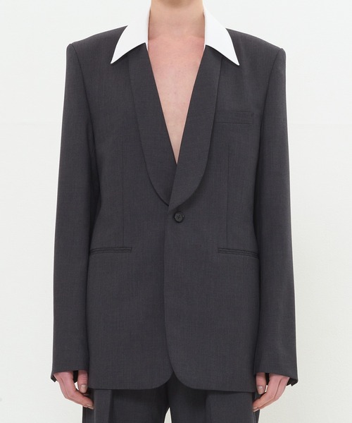 DRESSEDUNDRESSED(ドレスドアンドレスド)の「Detachable Collar Blazer(テーラードジャケット・メンズ・グレー/ブラック・2/3/4)」の1枚目の写真
