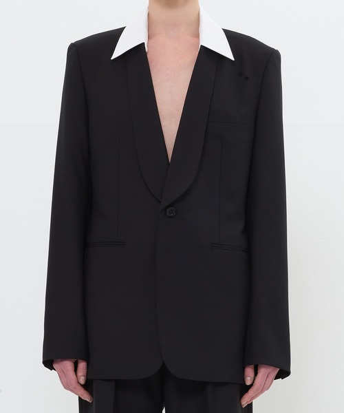 DRESSEDUNDRESSED(ドレスドアンドレスド)の「Detachable Collar Blazer(テーラードジャケット・メンズ・グレー/ブラック・2/3/4)」の2枚目の写真