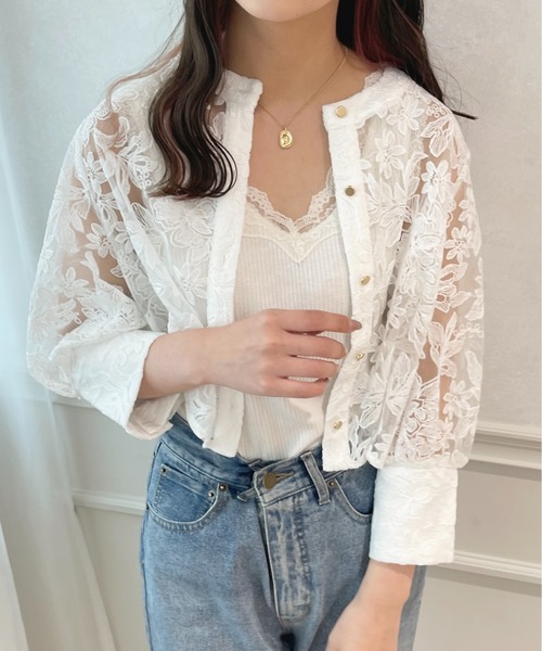 apres jour(アプレジュール)の「チュールレースブラウス【ZOZOTOWN限定アイテム】(シャツ/ブラウス・レディース・アイボリー/オフホワイト・X-LARGE/フリー)」の4枚目の写真