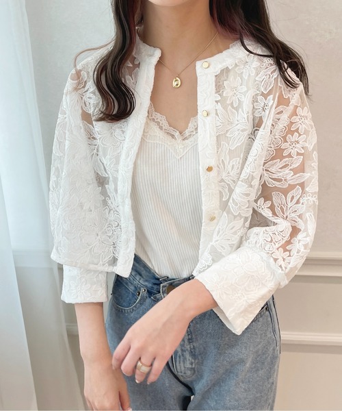 apres jour(アプレジュール)の「チュールレースブラウス【ZOZOTOWN限定アイテム】(シャツ/ブラウス・レディース・アイボリー/オフホワイト・X-LARGE/フリー)」の6枚目の写真