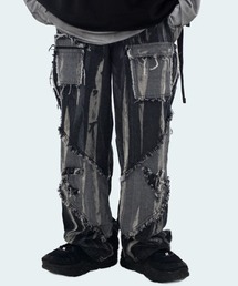 A'GEM/9 × .kom『ARULE/アルール』ルーズシルエット フリンジリメイクデニムパンツ