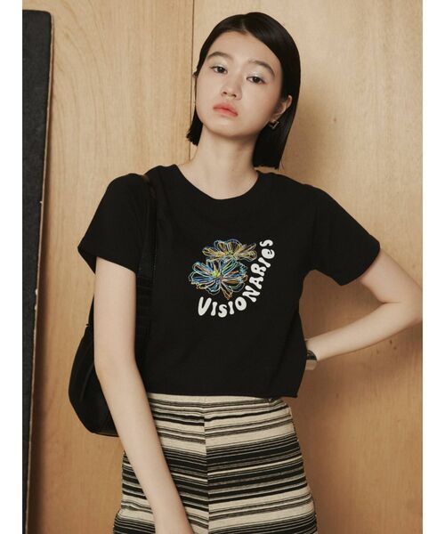 EMODA(エモダ)の「ショートボックスロゴTシャツ(Tシャツ/カットソー・レディース・ブラック/ホワイト/ブルー/ブラウン・FREE)」の21枚目の写真