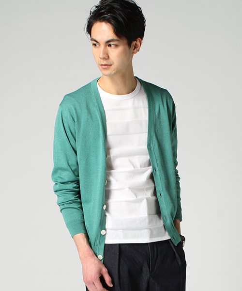 EDIFICE(エディフィス)の「◇16GG Vカーディガン(カーディガン/ボレロ・メンズ・グリーン/イエロー/ホワイト/ネイビー/ピンク・44/48/46)」の3枚目の写真