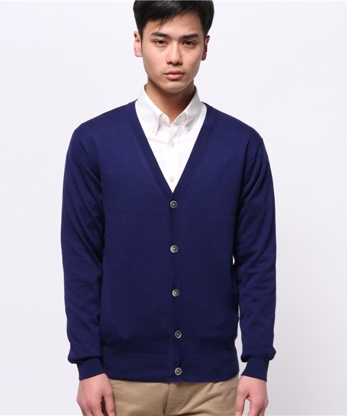 EDIFICE(エディフィス)の「◇16GG Vカーディガン(カーディガン/ボレロ・メンズ・グリーン/イエロー/ホワイト/ネイビー/ピンク・44/48/46)」の6枚目の写真