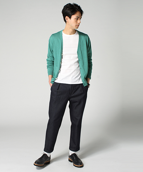 EDIFICE(エディフィス)の「◇16GG Vカーディガン(カーディガン/ボレロ・メンズ・グリーン/イエロー/ホワイト/ネイビー/ピンク・44/48/46)」の20枚目の写真