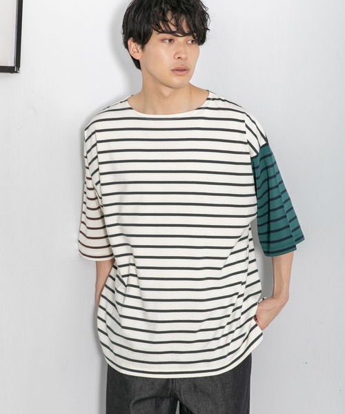 LOWRYS FARM(ローリーズファーム)の「オーバーバスクボーダーTシャツ 294725(Tシャツ/カットソー・メンズ・ブラック/ブラウン/グリーン/その他・MEDIUM/LARGE)」の7枚目の写真