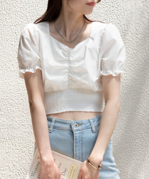 WEGO（ウィゴー）の「WEGO/ウエストシャーリングブラウス（シャツ/ブラウス・レディース・ホワイト・FREE）」の4枚目の写真