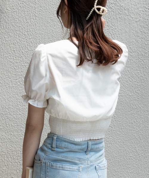 WEGO（ウィゴー）の「WEGO/ウエストシャーリングブラウス（シャツ/ブラウス・レディース・ホワイト・FREE）」の2枚目の写真
