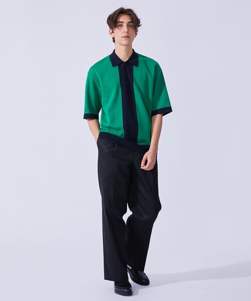 UNITED TOKYO（ユナイテッドトウキョウ）の「バイカラーニットPOLO（ニット/セーター・メンズ・グレー/グリーン・2/1）」の3枚目の写真