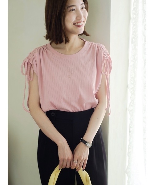 JUMELLE(ジュメロ)の「刺繍ロゴトップス(Tシャツ/カットソー・レディース・ホワイト/ピンク/イエロー・FREE)」の4枚目の写真