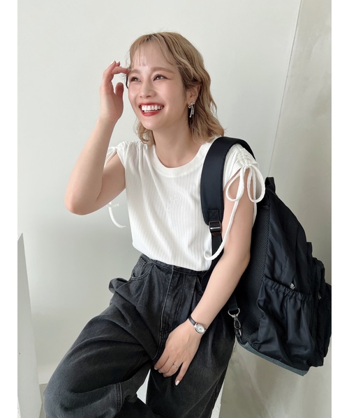 JUMELLE(ジュメロ)の「刺繍ロゴトップス(Tシャツ/カットソー・レディース・ホワイト/ピンク/イエロー・FREE)」の12枚目の写真
