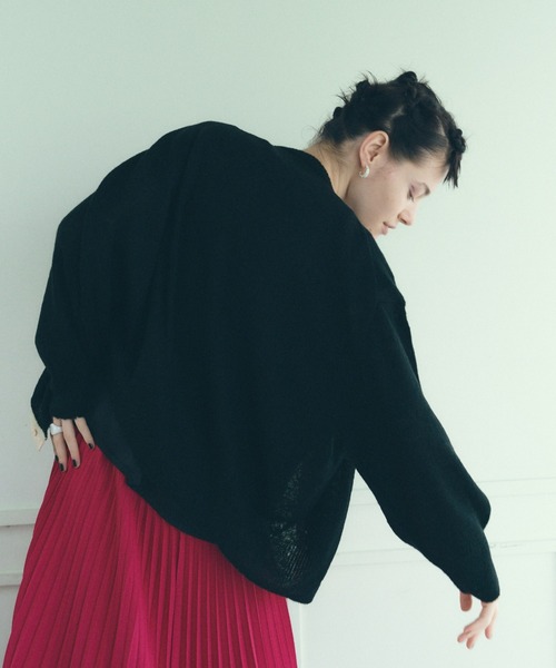 manana suerte（マニャーナスエルテ）の「モヘアバイカラーカーディガン（カーディガン/ボレロ・レディース・ブラック/パープル/グレー/ピンク・FREE）」の19枚目の写真