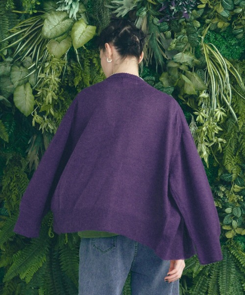 manana suerte（マニャーナスエルテ）の「モヘアバイカラーカーディガン（カーディガン/ボレロ・レディース・ブラック/パープル/グレー/ピンク・FREE）」の6枚目の写真