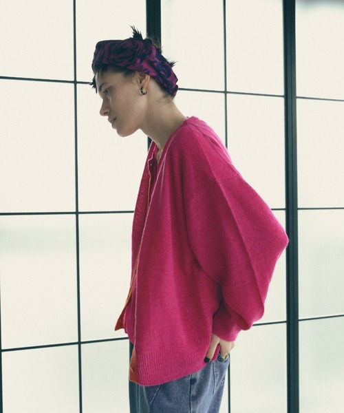 manana suerte（マニャーナスエルテ）の「モヘアバイカラーカーディガン（カーディガン/ボレロ・レディース・ブラック/パープル/グレー/ピンク・FREE）」の18枚目の写真