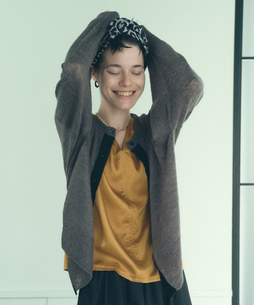 manana suerte（マニャーナスエルテ）の「モヘアバイカラーカーディガン（カーディガン/ボレロ・レディース・ブラック/パープル/グレー/ピンク・FREE）」の10枚目の写真