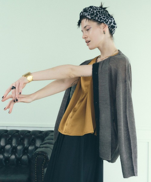 manana suerte（マニャーナスエルテ）の「モヘアバイカラーカーディガン（カーディガン/ボレロ・レディース・ブラック/パープル/グレー/ピンク・FREE）」の12枚目の写真