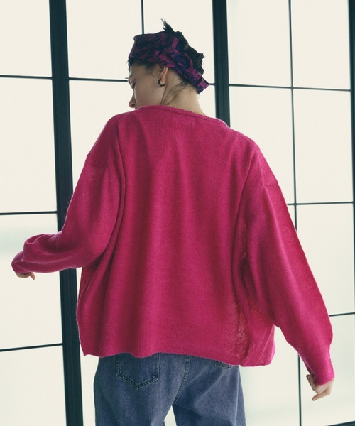 manana suerte（マニャーナスエルテ）の「モヘアバイカラーカーディガン（カーディガン/ボレロ・レディース・ブラック/パープル/グレー/ピンク・FREE）」の9枚目の写真