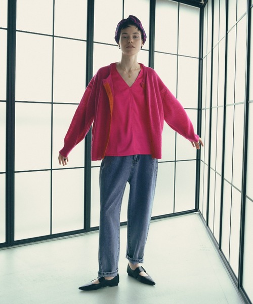 manana suerte（マニャーナスエルテ）の「モヘアバイカラーカーディガン（カーディガン/ボレロ・レディース・ブラック/パープル/グレー/ピンク・FREE）」の21枚目の写真