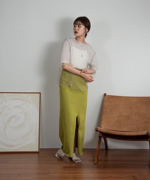 Amiur（エミレ）の「tulle docking soft touch tops（Tシャツ/カットソー・レディース・アイボリー/ベージュ/グレー・FREE）」の16枚目の写真