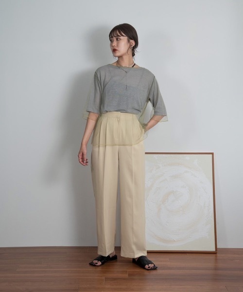 Amiur（エミレ）の「tulle docking soft touch tops（Tシャツ/カットソー・レディース・アイボリー/ベージュ/グレー・FREE）」の17枚目の写真