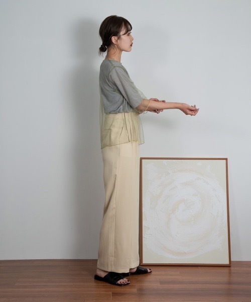 Amiur（エミレ）の「tulle docking soft touch tops（Tシャツ/カットソー・レディース・アイボリー/ベージュ/グレー・FREE）」の19枚目の写真