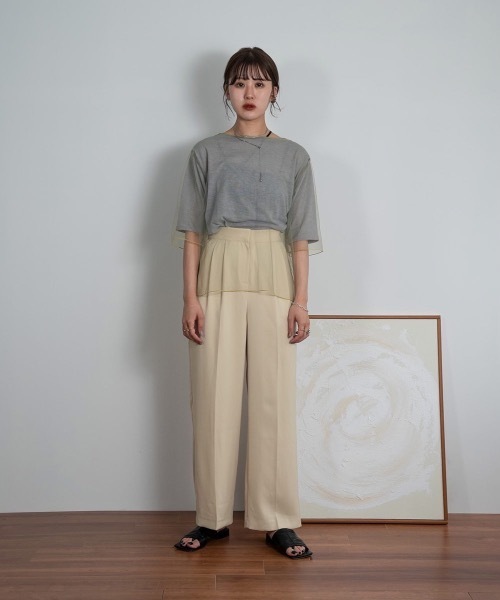 Amiur（エミレ）の「tulle docking soft touch tops（Tシャツ/カットソー・レディース・アイボリー/ベージュ/グレー・FREE）」の20枚目の写真